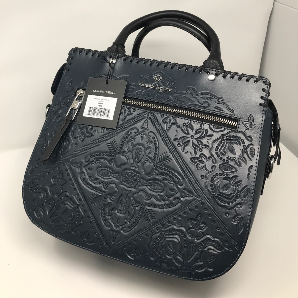 NWT Nanette Lepore Genuine Leather Handbag Denim